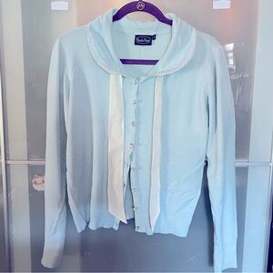 Voodoo vixen pearl front tie cardigan in Baby blue